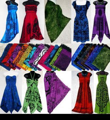 Wholesale Celtic Short Sleeve Sarong Dress with Elastic Bodice