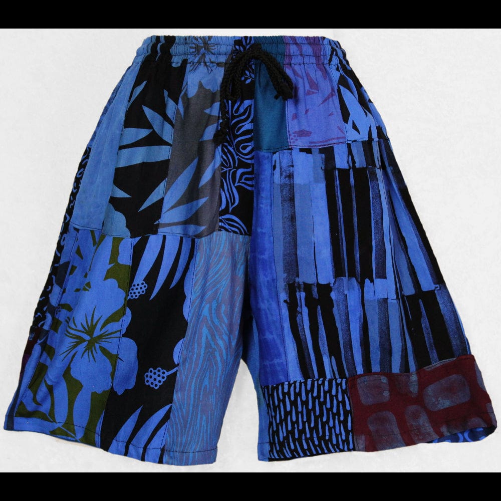 Patchwork Shorts (Blue)-Pants-Peaceful People