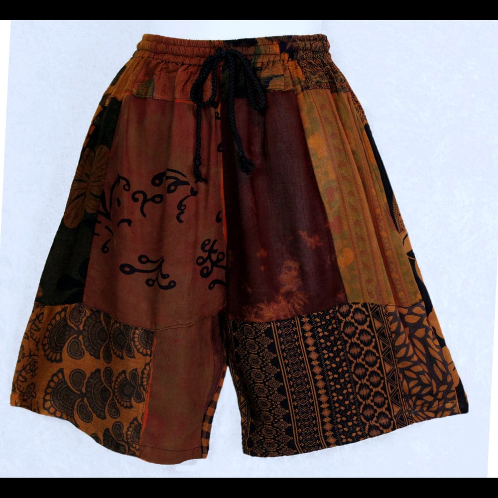 Patchwork Shorts (Brown)-Pants-Peaceful People