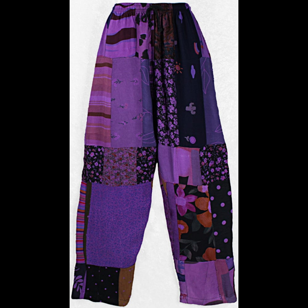 Purple Patchwork Long Pants-Pants-Peaceful People