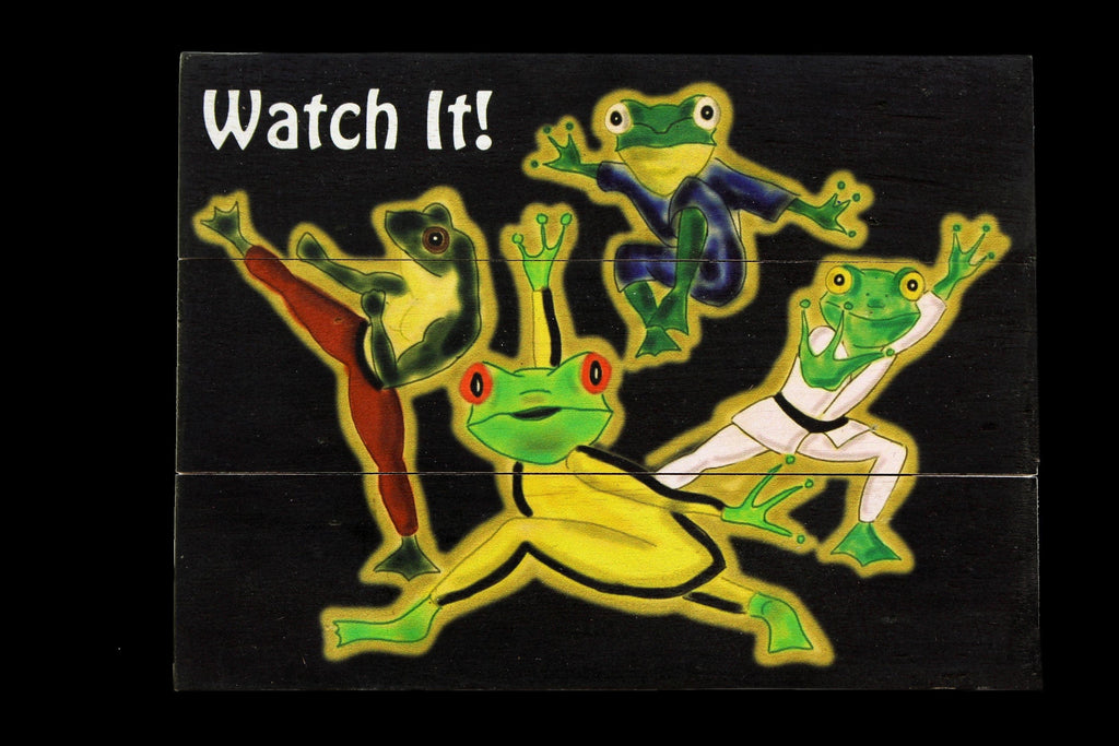 Karate Frogs Wooden Signs-Peaceful People