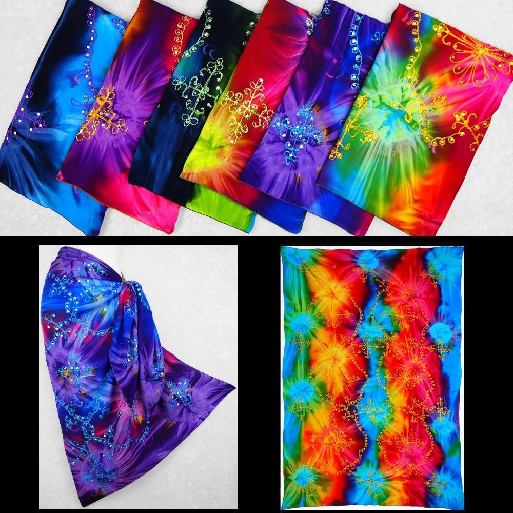 Cosmic Tie-Dye Embroidered Sarongs-Sarongs-Peaceful People