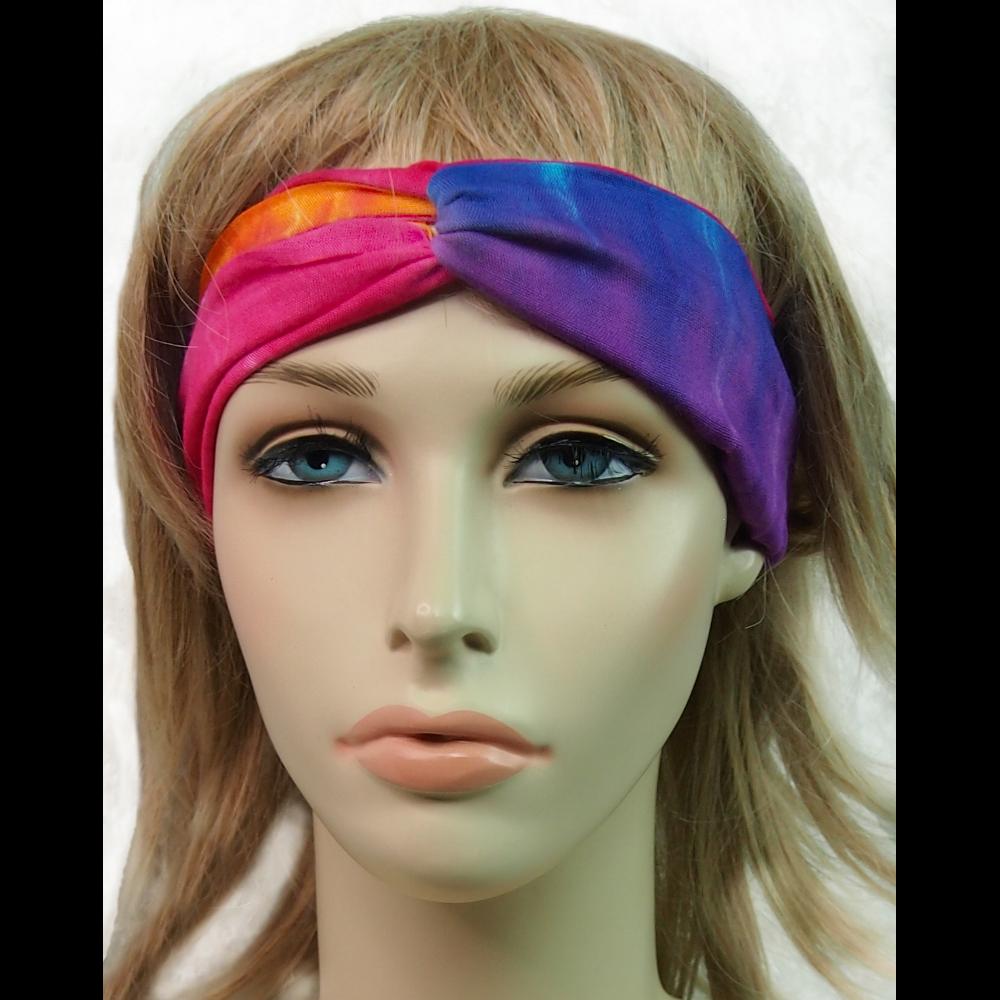 12 Rainbow Spiral Tie-Dye Twisted Turban Elastic Headbands ($1.95 each)-Bags & Accessories-Peaceful People