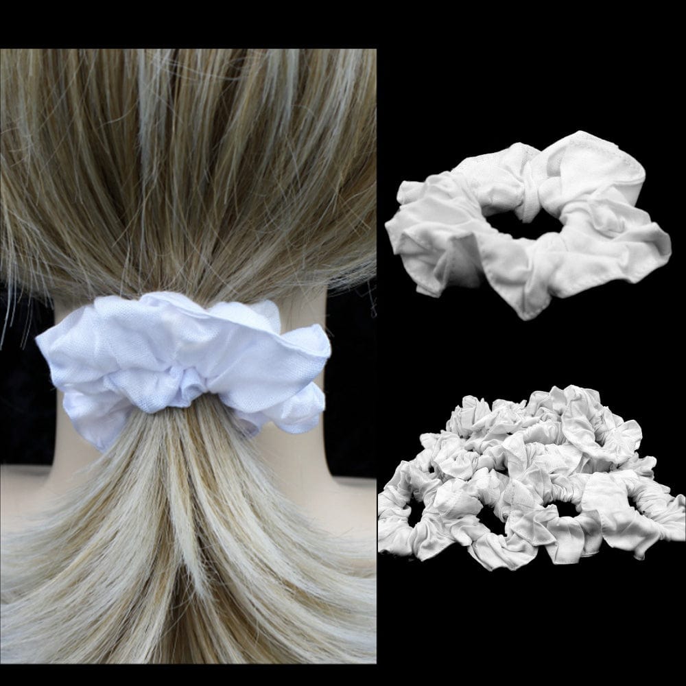 50 White Hair Scrunchies ($0.79 each)-Tie-Dye Blanks/White Clothing-Peaceful People