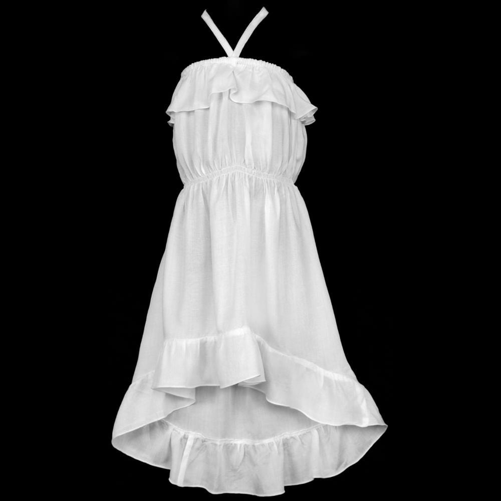 Girl's White Ruffle Dress-Children's Clothes-Peaceful People