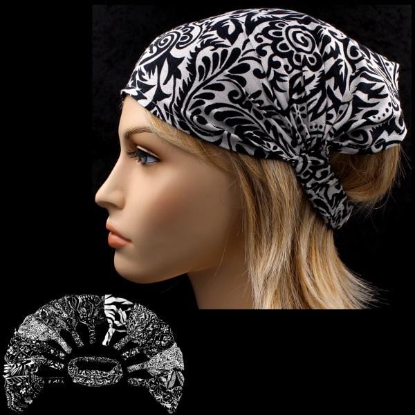 12 Black and White Print Elastic Bandana-Headbands ($1.95 each)-Bags & Accessories-Peaceful People