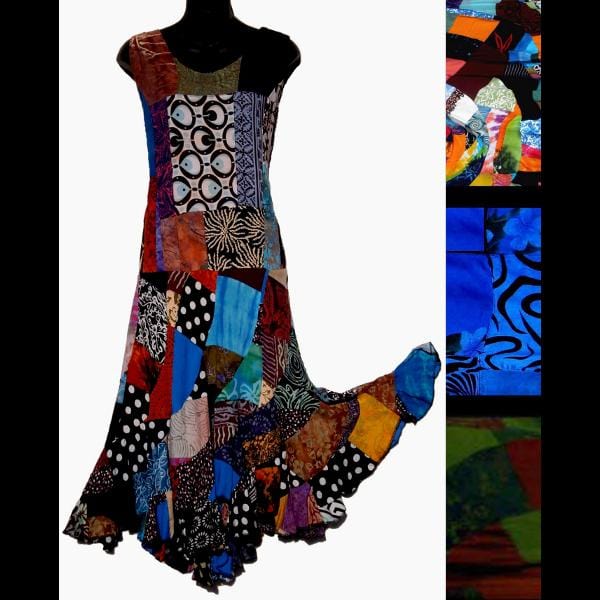 Janet's Patchwork Swirl Dress-Dresses-Peaceful People