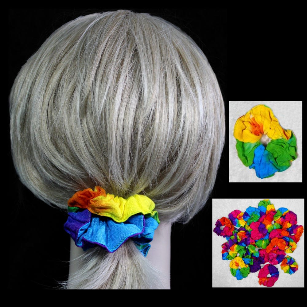 50 Assorted Rainbow Spiral Tie-Dye Hair Scrunchies ($0.79 each)-Bags & Accessories-Peaceful People