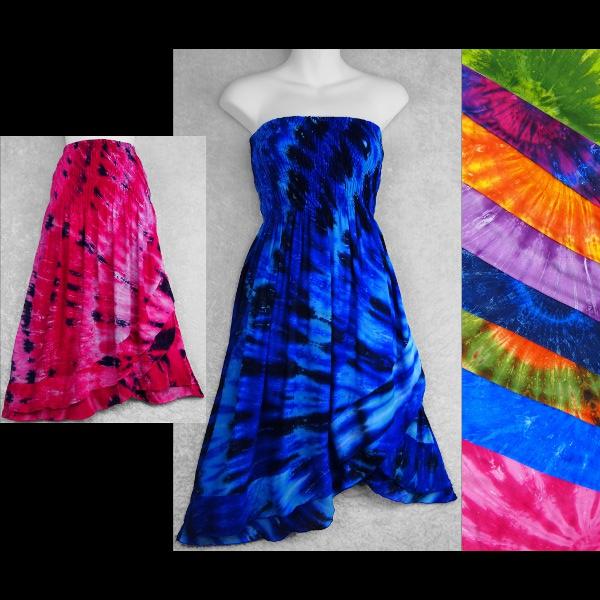 Spiral Nebula Tie-Dye Convertible Dress/Skirt-Dresses-Peaceful People