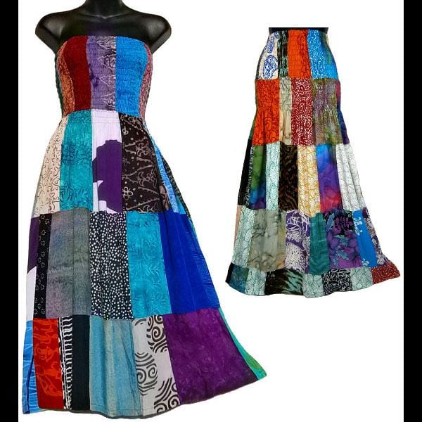 Patchwork Convertible Dress/Skirt-Dresses-Peaceful People