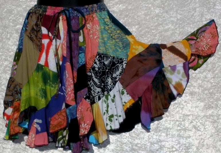Stacey's Patchwork Short Swirl Skirt-Skirts-Peaceful People