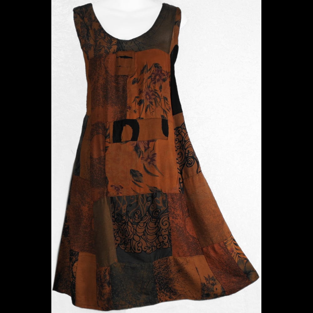Zoey's Brown Patchwork Dress-Dresses-Peaceful People