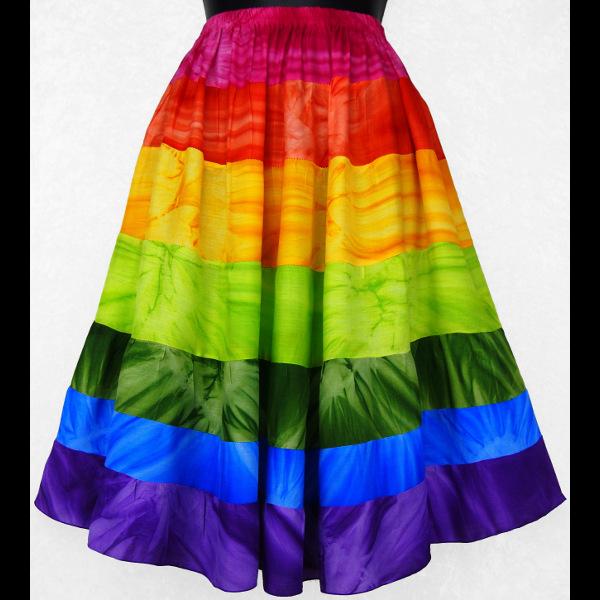 Rainbow Tie-Dye Tiered Skirt-Skirts-Peaceful People