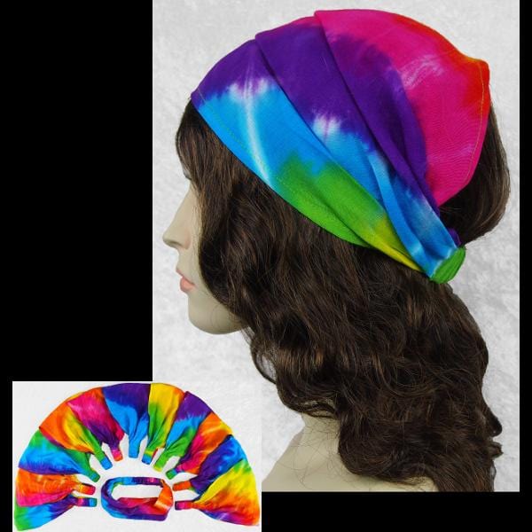 12 Rainbow Spiral Tie-Dye Elastic Bandana-Headbands ($1.95 each)-Bags & Accessories-Peaceful People