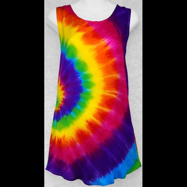 Rainbow Spiral Tie-Dye Shred Top-Tops-Peaceful People