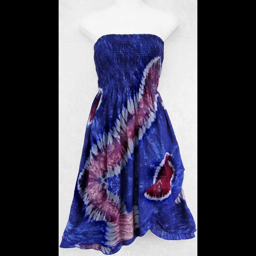 Red, White and Blue Tie-Dye Convertible Dress and Skirt-Dresses-Peaceful People