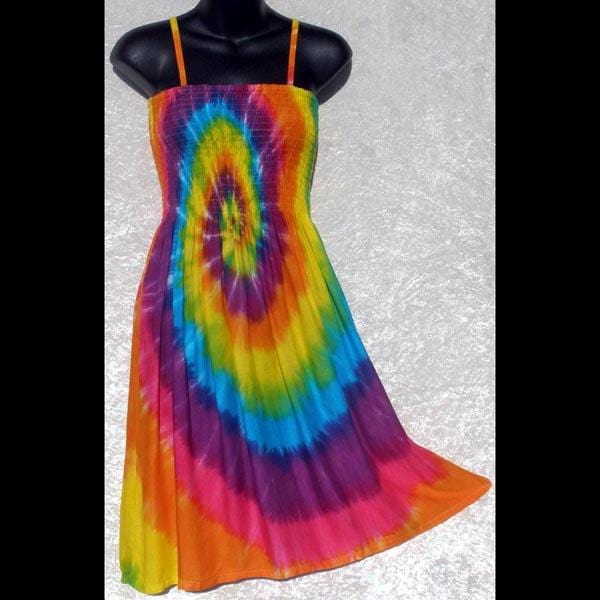 Rainbow Spiral Tie-Dye Sarong Dress-Dresses-Peaceful People