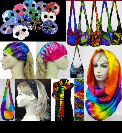 Wholesale Bags & Accessories including tie-dye elastic headbands