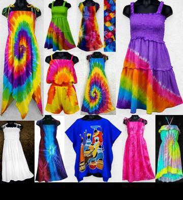 Wholesale Girl's Dresses & Boys Shirts tie-dye colorful affordable