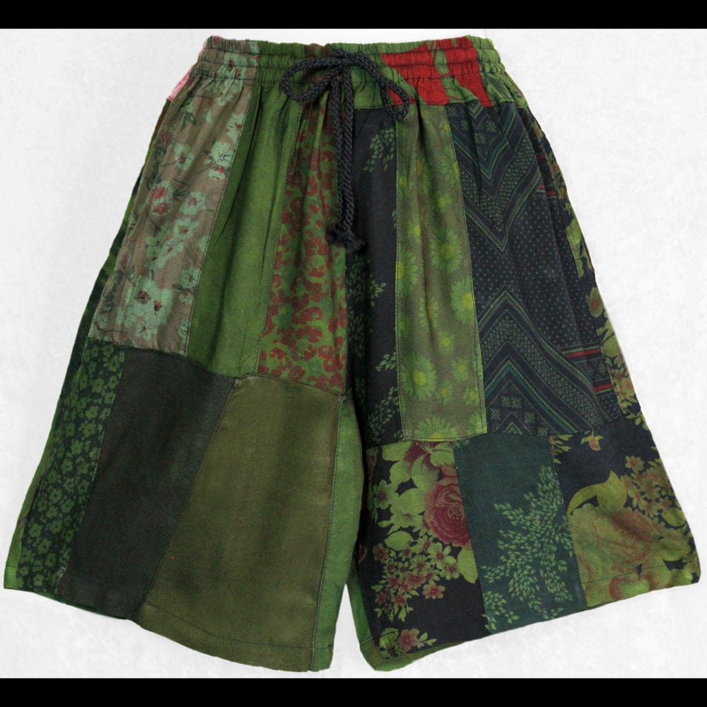 Patchwork Shorts (Green)-Pants-Peaceful People
