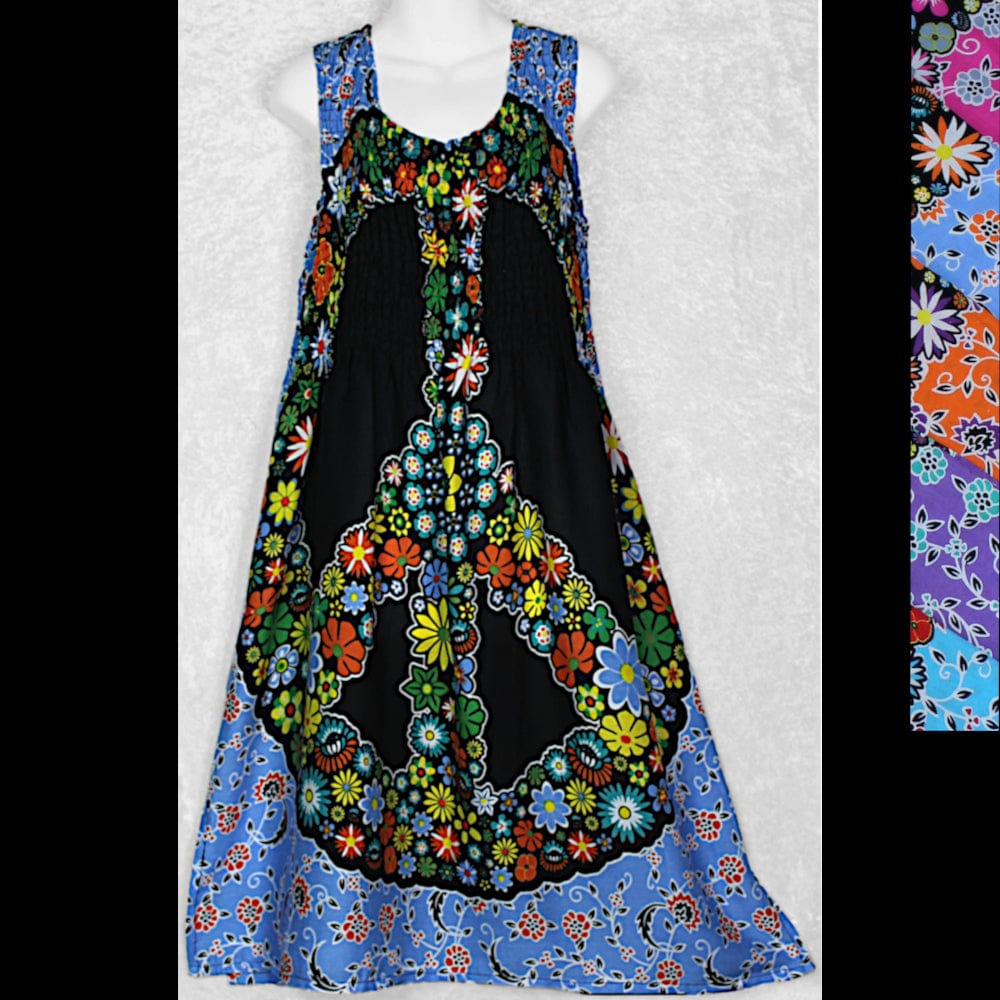 Peace Flower Tank Dress-Dresses-Peaceful People