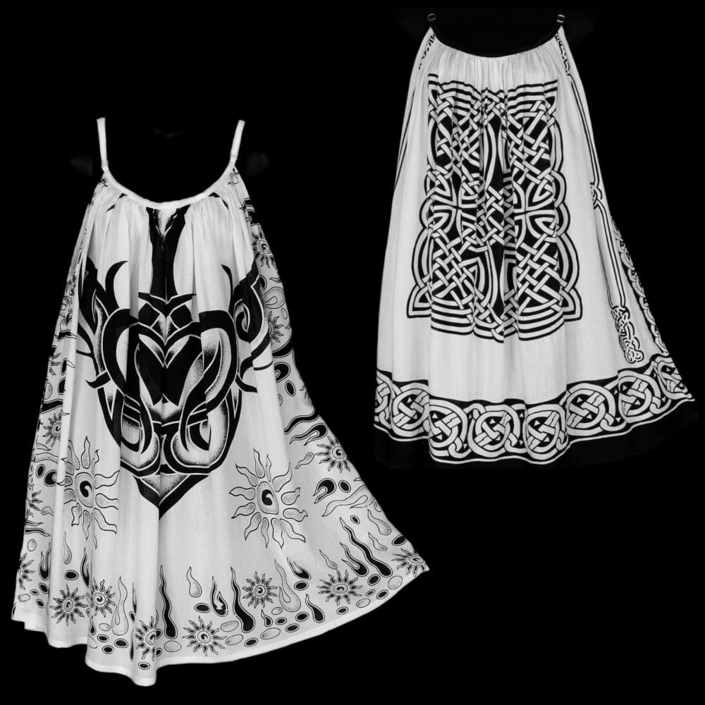 Black & White Celtic Parachute Dress-Dresses-Peaceful People
