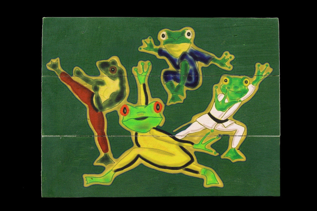 Karate Frogs Wooden Signs-Peaceful People