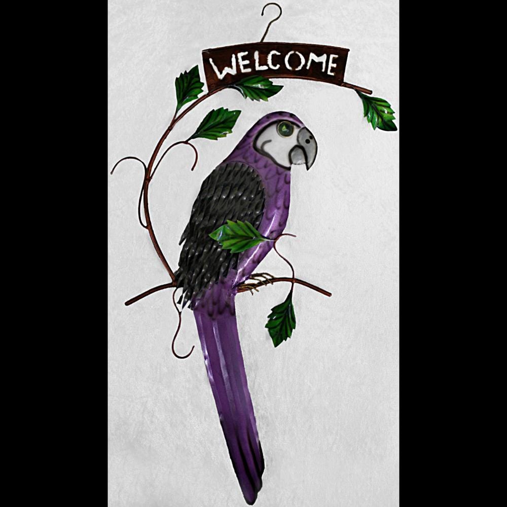 Purple Parrot Hanging Welcome Sign-Handicrafts-Peaceful People