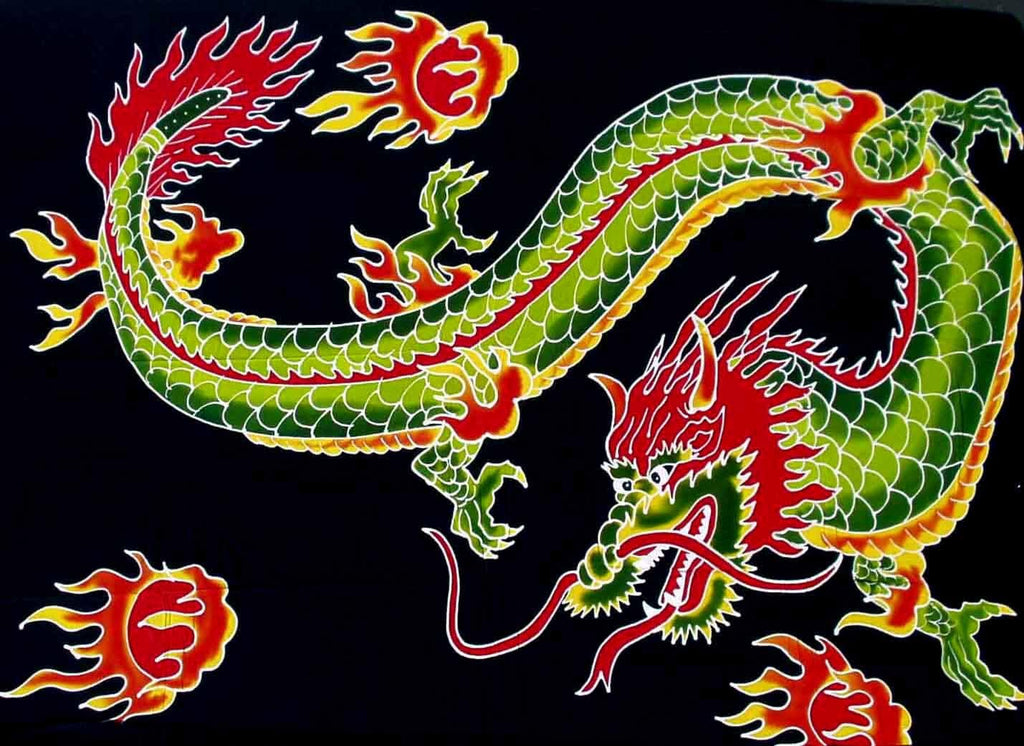Hand-Painted Batik Dragon Sarongs-Sarongs-Peaceful People