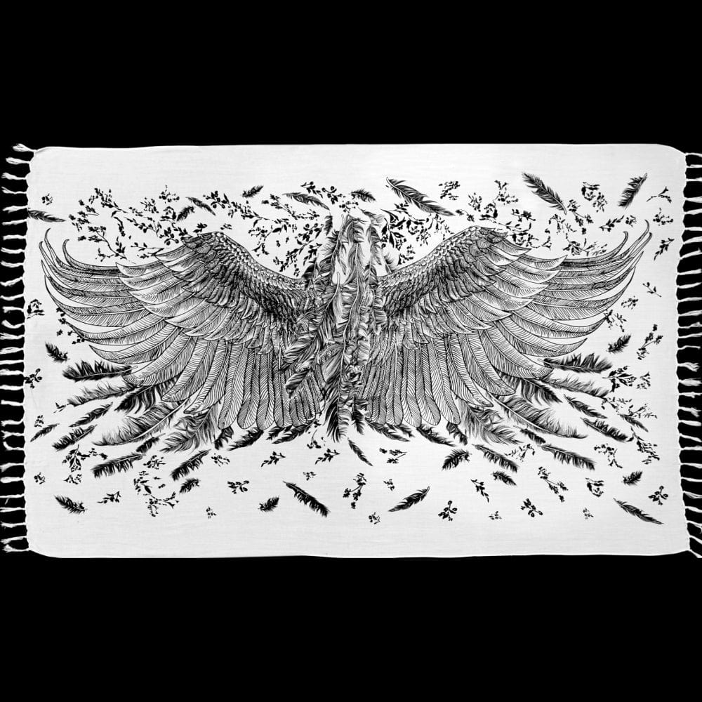 Black and White Angel or Bird Wings Sarongs-Sarongs-Peaceful People