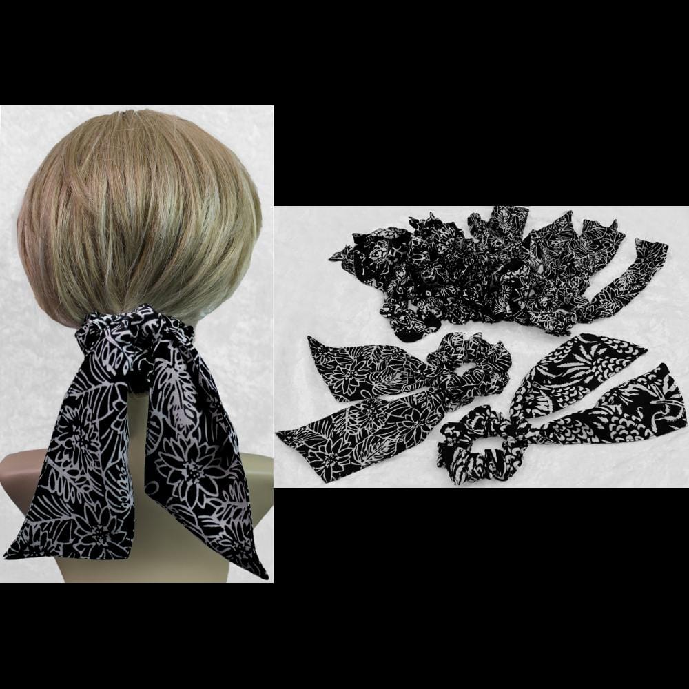 25 Premium Black & White Pony Tail Hair Scrunchies ($1.58 each)-Bags & Accessories-Peaceful People