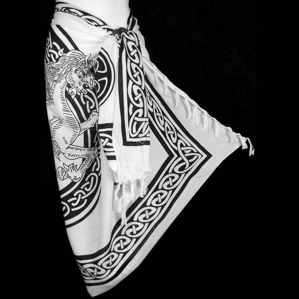 Black and White Celtic Unicorn Sarongs-Sarongs-Peaceful People