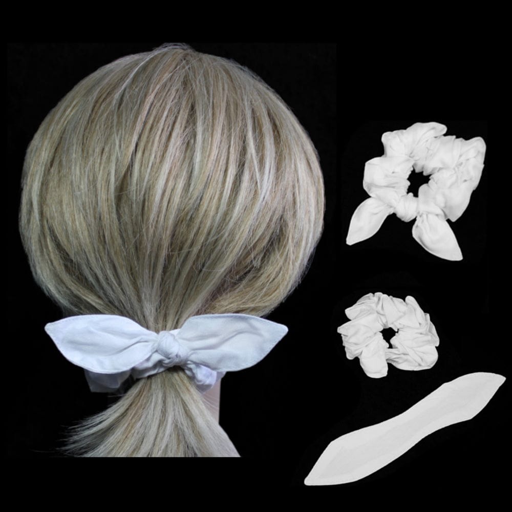 25 Premium White Small Bow Hair Scrunchies ($.65each)-Bags & Accessories-Peaceful People
