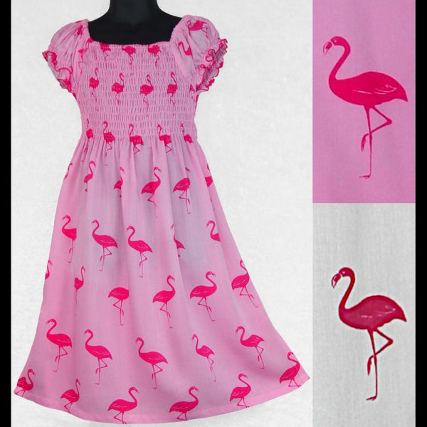 Girl's Flamingo Dress (Ages: 4, 6, 8)