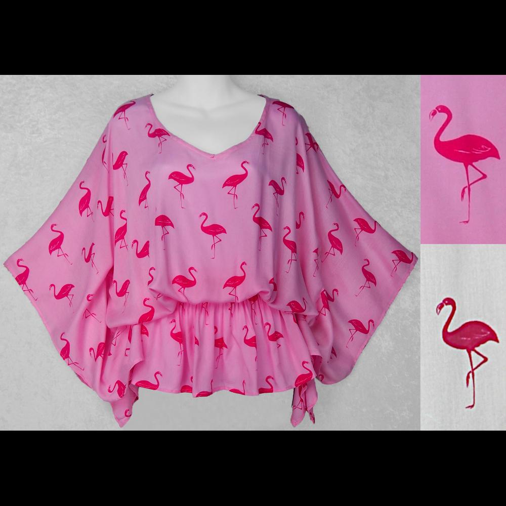 Flamingo Poncho Top-Tops-Peaceful People
