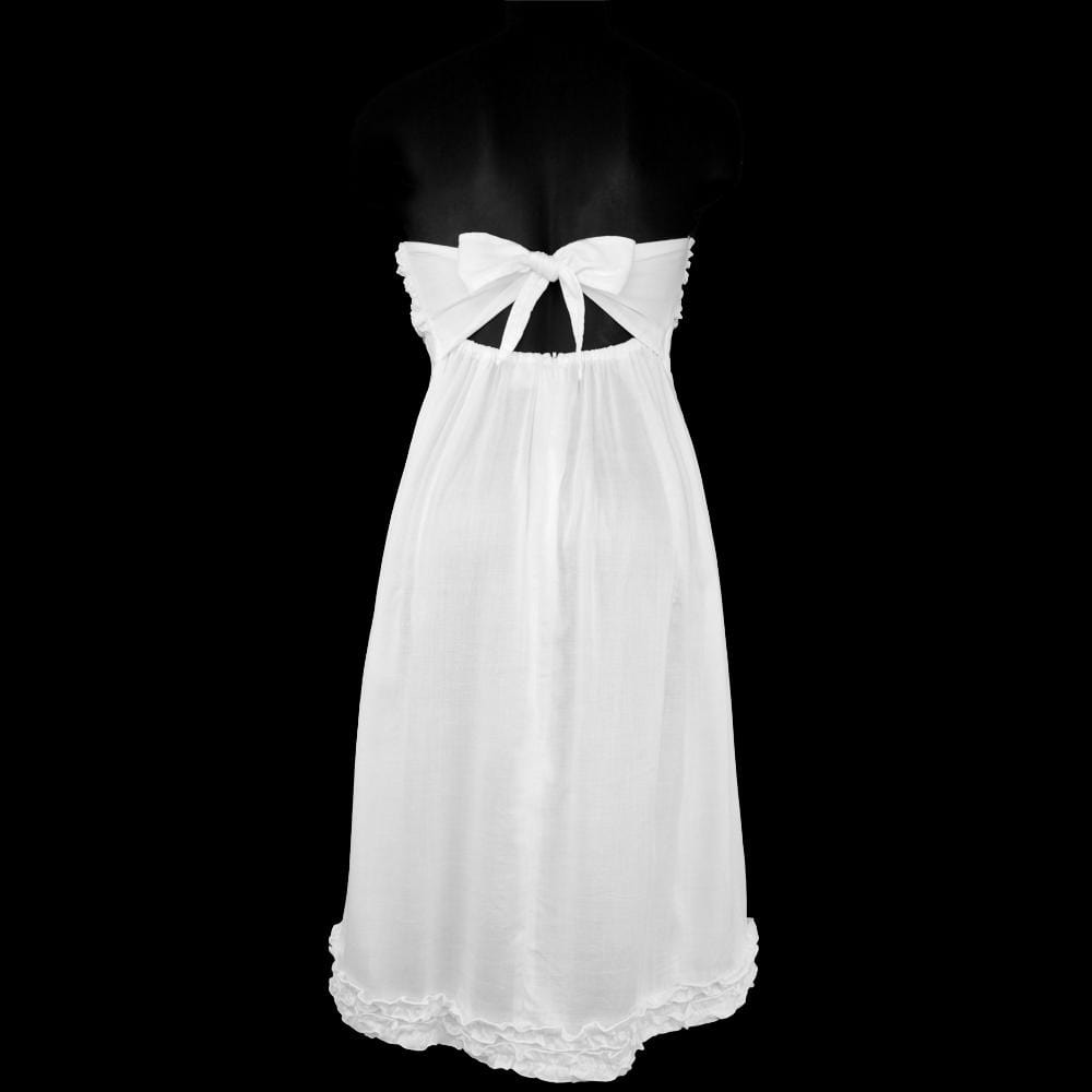 White Frilly Sarong Dress-Dresses-Peaceful People