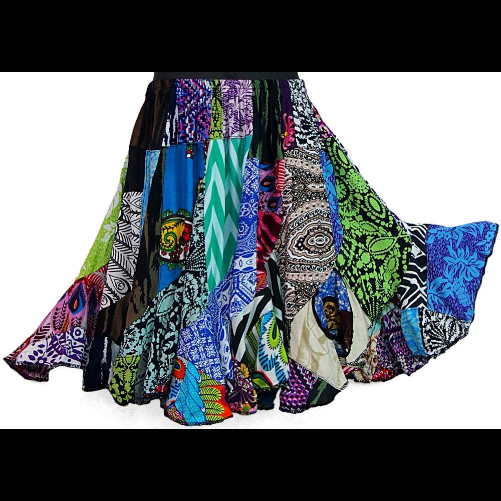 Girl's Patchwork Swirl Skirt (Ages: 4, 6, 8)-Children's Clothes-Peaceful People