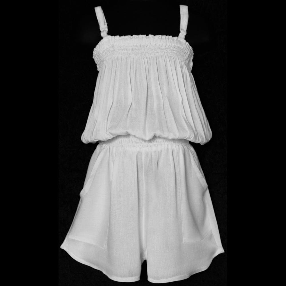 Girls White Romper (Ages: 4, 6, 8)-Children's Clothes-Peaceful People