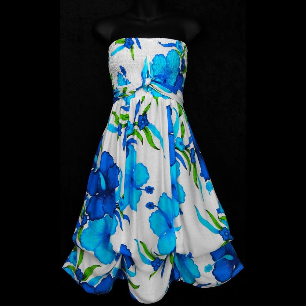 Wholesale Bright Flower Ribbon Sarong Dress with Elastic Bodice, Double Sash and Scalloped or Straight Hemline Wholesale Bright Flower Ribbon Sarong Dress with Elastic Bodice, Double Sash and Scalloped or Straight Hemline