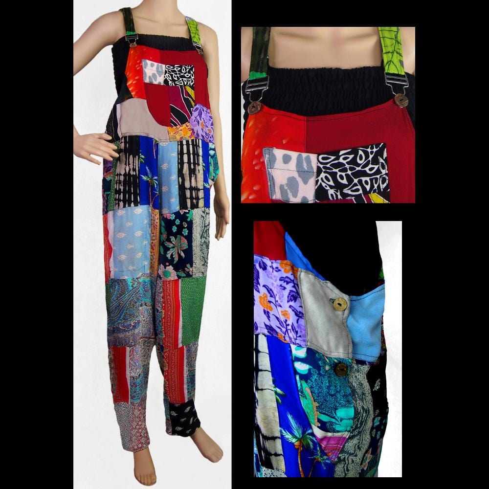 Patchwork Overalls-Pants-Peaceful People