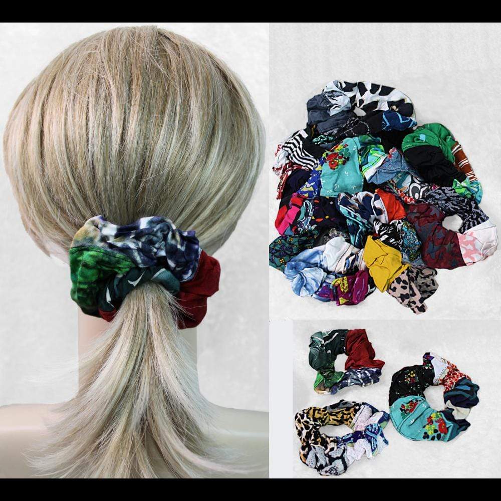 25 Patchwork Hair Scrunchies ($1.23 each)-Bags & Accessories-Peaceful People