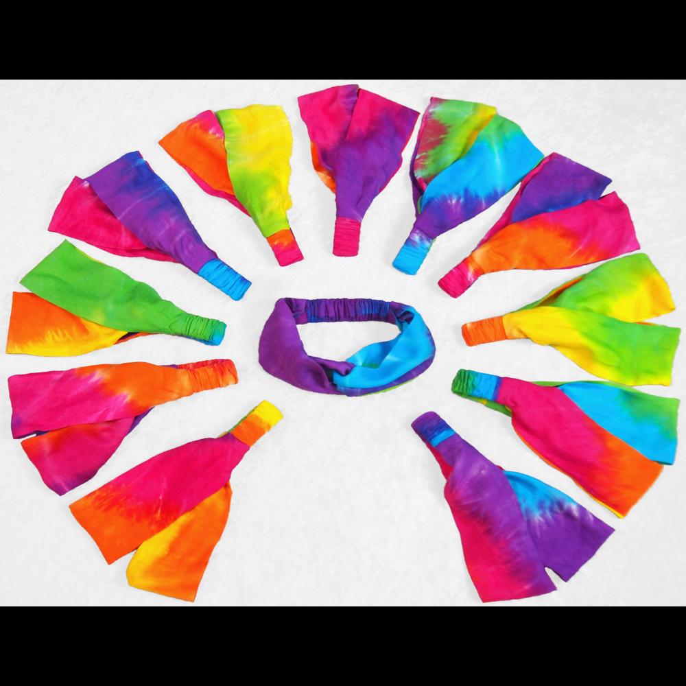 12 Rainbow Spiral Tie-Dye Twisted Turban Elastic Headbands ($1.95 each)-Bags & Accessories-Peaceful People
