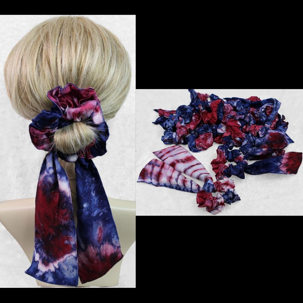 25 Red, White and Blue Pony Tail Hair Scrunchies ($1.65 each)-Bags & Accessories-Peaceful People