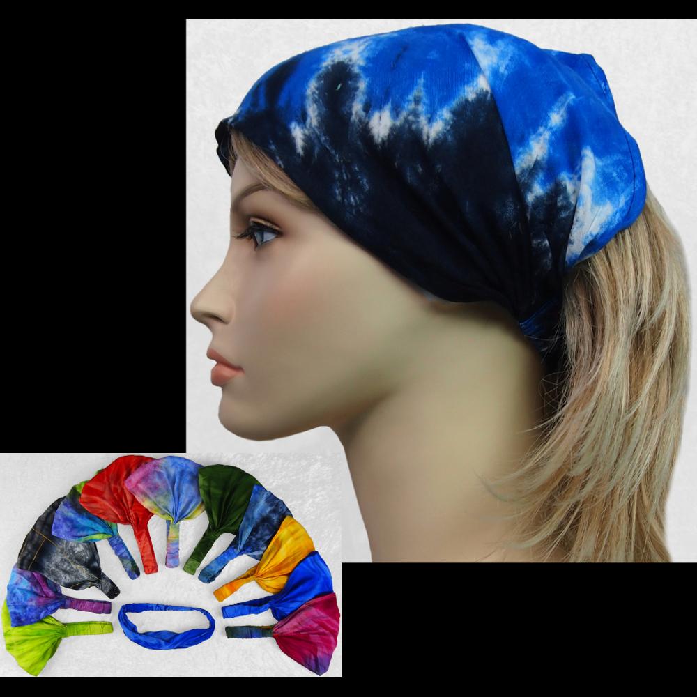 12 Mixed Tie-Dye Elastic Bandana-Headbands ($1.60 each)-Bags & Accessories-Peaceful People