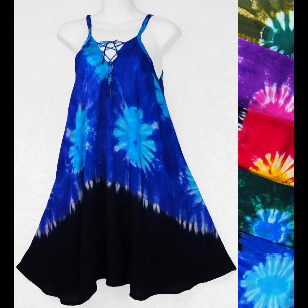 tie dye lace up dress ASOS DESIGN lace up back cami midaxi beach dress in tie dye