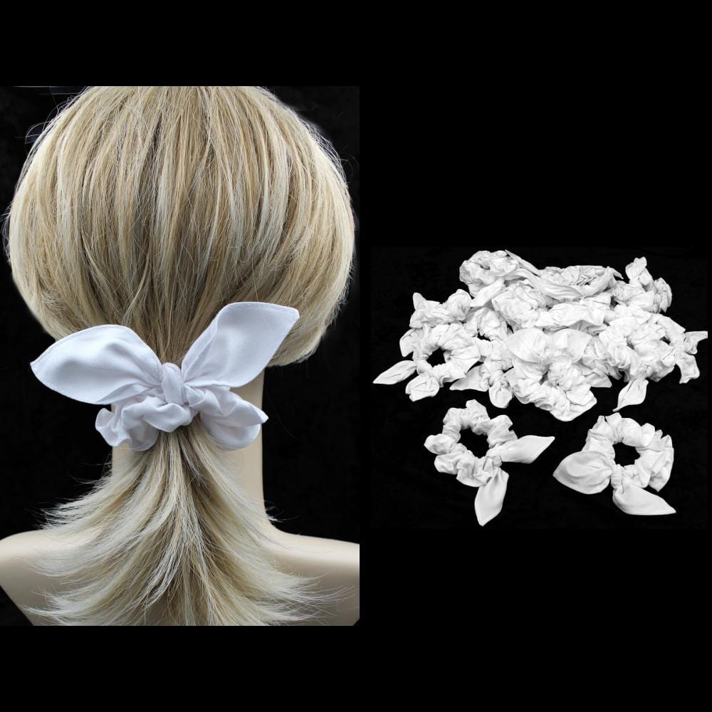 25 Premium White Big Bow Hair Scrunchies ($.77 each)-Bags & Accessories-Peaceful People