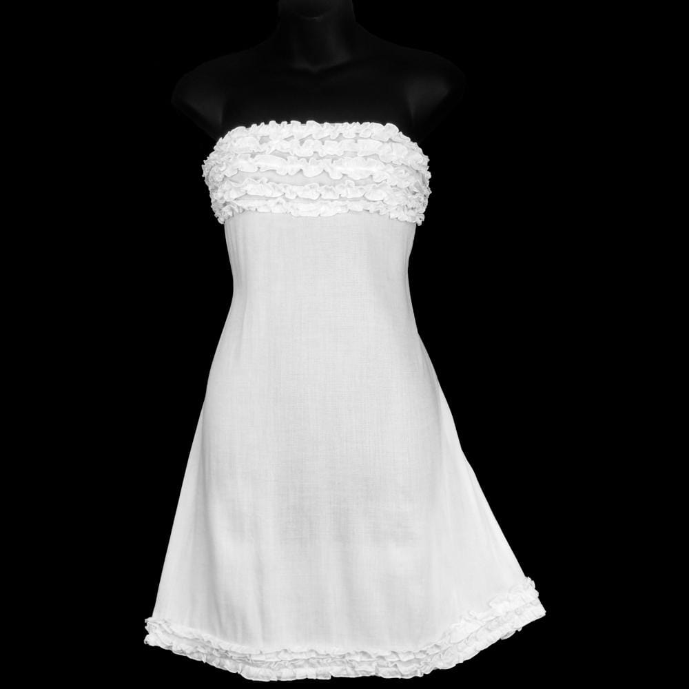 White Frilly Sarong Dress-Dresses-Peaceful People