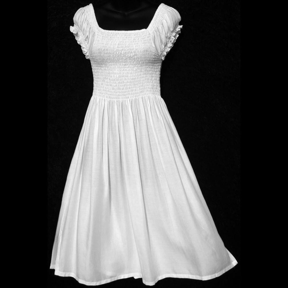 White Short Sleeve Sarong Dress-Dresses-Peaceful People