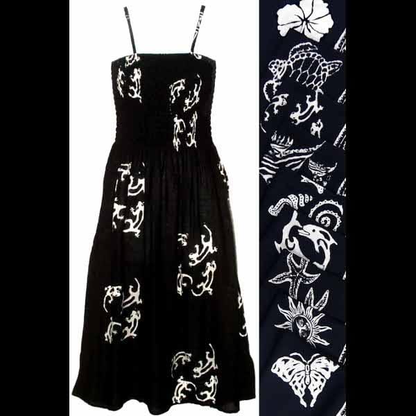 Black and White Batik Sarong Dress-Dresses-Peaceful People