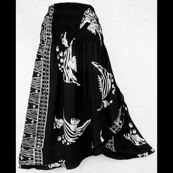 Black and White Batik Convertible Dress/Skirt-Dresses-Peaceful People
